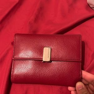 Liz Claiborne Red Vinyl Tri-Fold Wallet